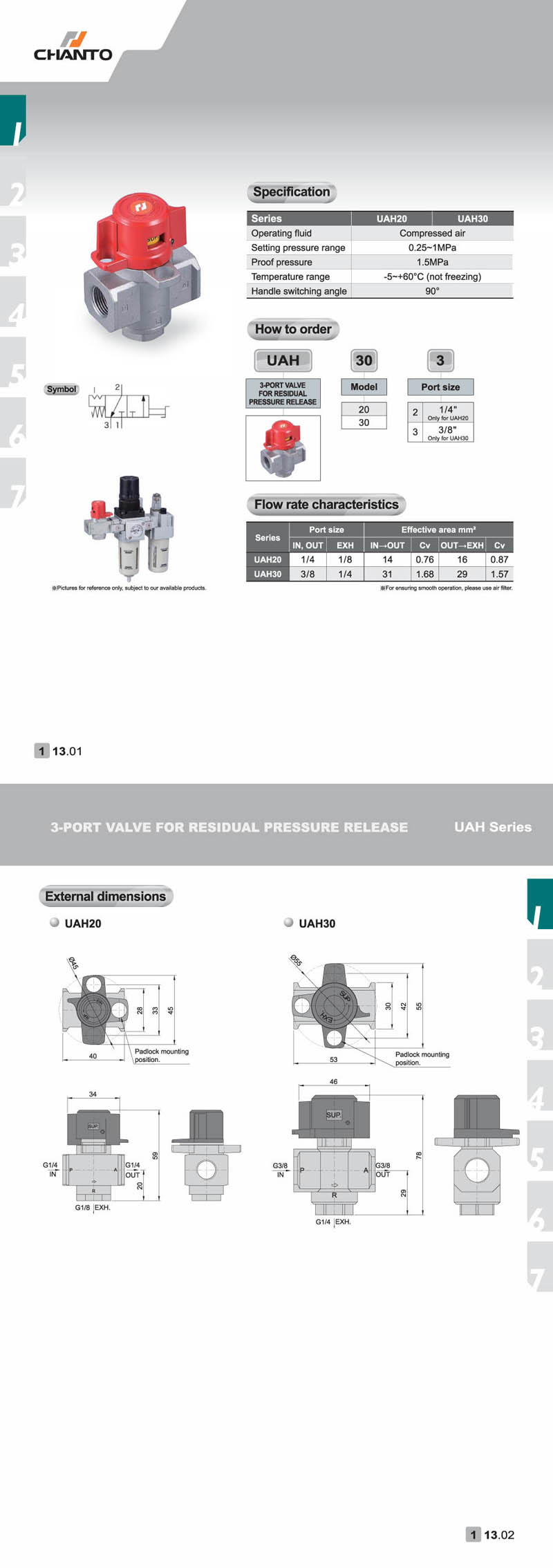 UAH 3-port valeve for residual pressure release